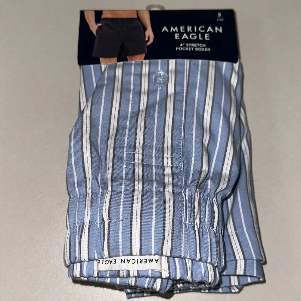 AE Blue White Gray Stripes 4” Stretch Pocket Boxer